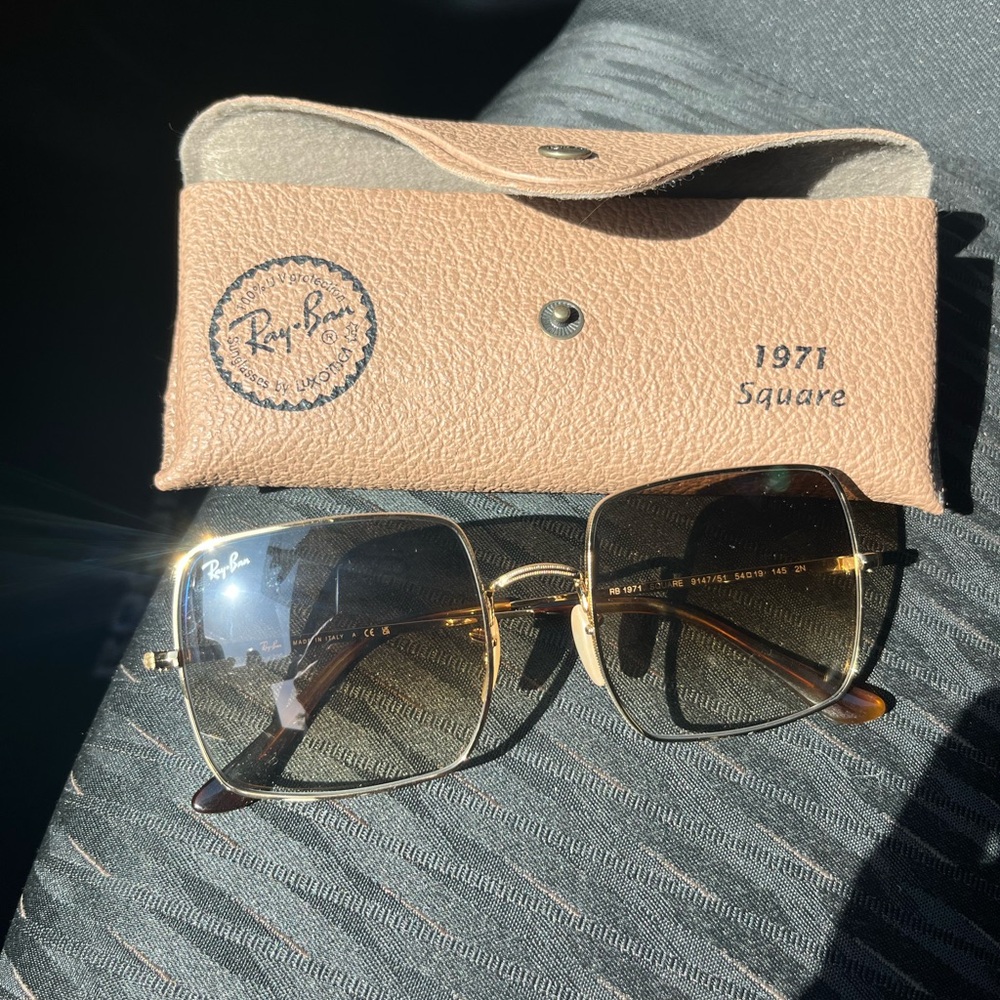 Ray-Ban 1971 Square Sunglasses with Gold and Brown
